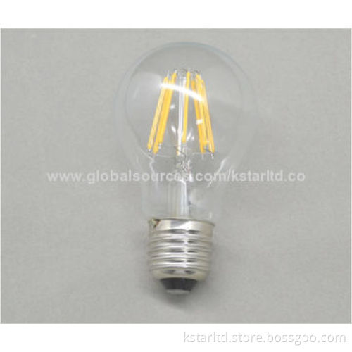 LED filament bulb, A60, 4W, glass cover, 220-240 or 110-130V AC, CE- and RoHS-, TUV-approved